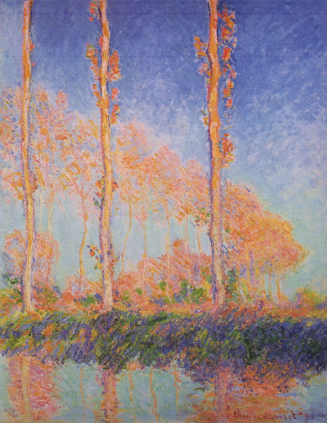 Monet — poplars in moving light